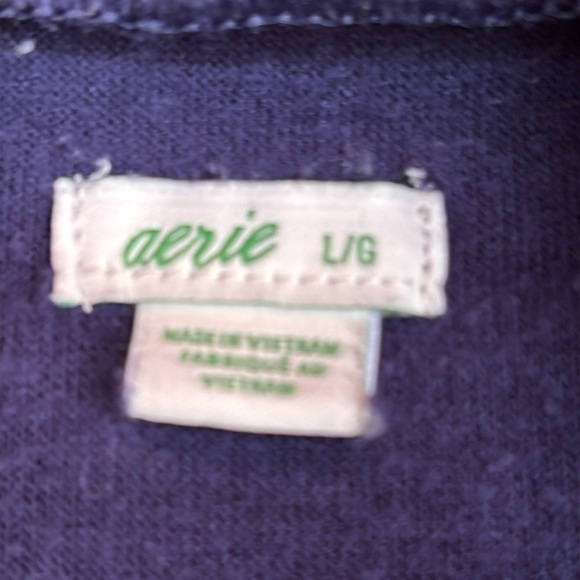 aerie long Sleeve cowl neck Navy Blue Cropped fleece Pullover L - Picture 5 of 6